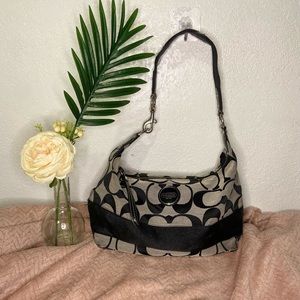 Coach Signature Stripe Black and Gray Signature Handbag